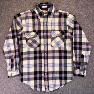 Vintage Squaw Valley Flannel Shacket Mens S Wool Plaid Shirt Light Jacket Korean